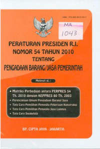 Image of Peraturan Presiden RI nomor 54 tahun 2010 tentang pengadaan barang/jasa pemerintah