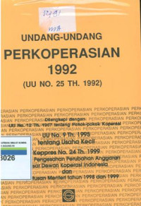 Undang-Undang Perkoperasian 1992: UU No.25 Th 1992