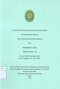 Diklat Prajabatan CPNS Gol.III Angkatan LIV: Laporan aktualisasi nilai-nilai dasar profesi aparatur sipil negara pada pengadilan agama cibinong