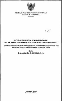 Image of Butir- butir untuk seminar nasional dalam rangka memperingati 'Hari Konstitusi Indonesia