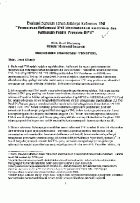 Image of Evaluasi sepuluh tahun jalannya reformasi TNI 